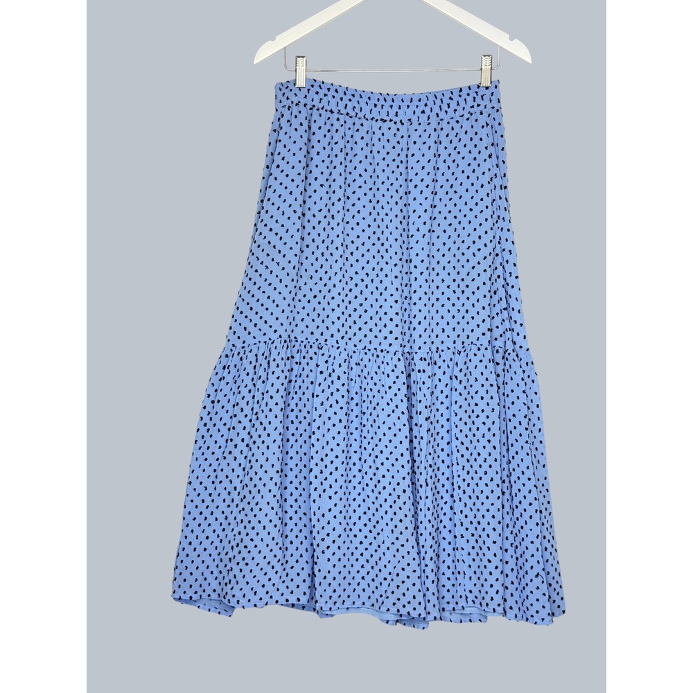 INWEAR LEIA BLUE TEXTURED POLKA DOT TIERED MIDI SKIRT SIZE 10